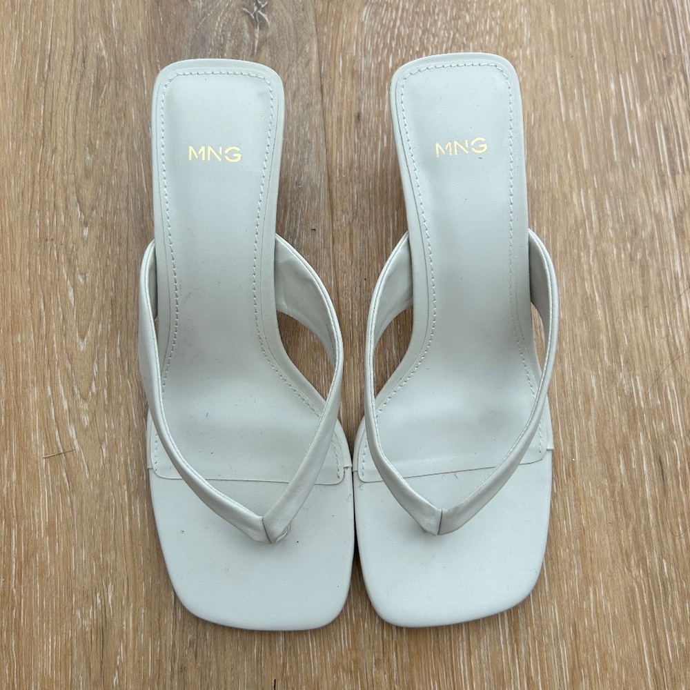 Mango white kitten heel sandals